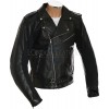 CLEARANCE SALE - All American Mod Brando Style Black Biker Leather Jacket - Size: XL